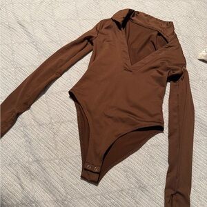 Brown Long Sleeve Bodysuit